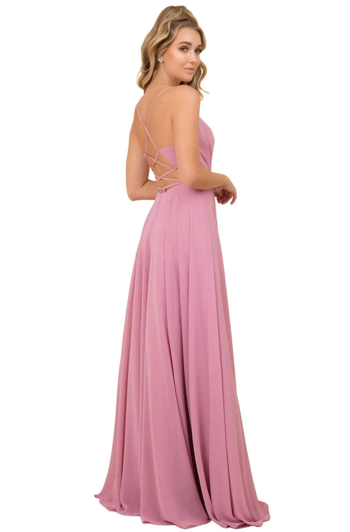 Nox Anabel - R416 Lace-up Open Back Beaded Waist A-Line Prom Dress 4 Nox Anabel - R416 Lace-up Open Back Beaded Waist A-Line Prom Dress