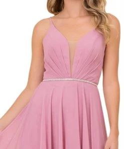 Nox Anabel - R416 Lace-up Open Back Beaded Waist A-Line Prom Dress 13 Nox Anabel - R416 Lace-up Open Back Beaded Waist A-Line Prom Dress