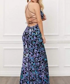 Nox Anabel - R427 Strappy Back Embellished Long Gown Formal Gowns