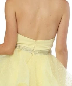 Nox Anabel - T256 Plunging Halter Dotted Lace Tiered Gown Formal Gowns