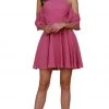 Nox Anabel - T667 Cold Shoulder Short Chiffon Dress