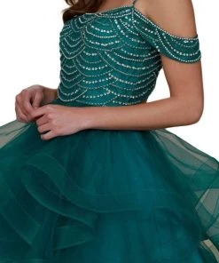 Nox Anabel - T668 Beaded Tiered A-Line Cocktail Dress