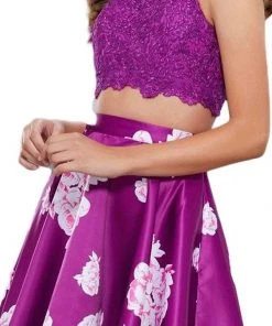 Cocktail Dresses Nox Anabel Two-Piece Floral Lace A-Line Cocktail Dress 6219 - 1 Pc. Floral Patterns In Size XS Available