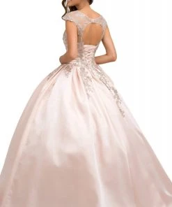 Nox Anabel - U801 Cap Sleeve Lace Appliqued Cutout Ballgown Formal Gowns 6 Nox Anabel - U801 Cap Sleeve Lace Appliqued Cutout Ballgown Formal Gowns