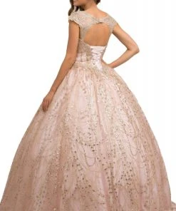 Formal Gowns Nox Anabel - U803 Sequin Embellished V-Neck Ballgown
