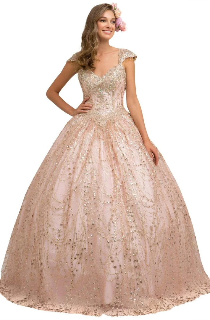 Formal Gowns Nox Anabel - U803 Sequin Embellished V-Neck Ballgown 3 Formal Gowns Nox Anabel - U803 Sequin Embellished V-Neck Ballgown