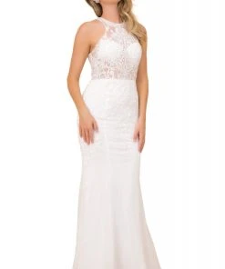 Nox Anabel - W901 Lace Illusion Trumpet Dress