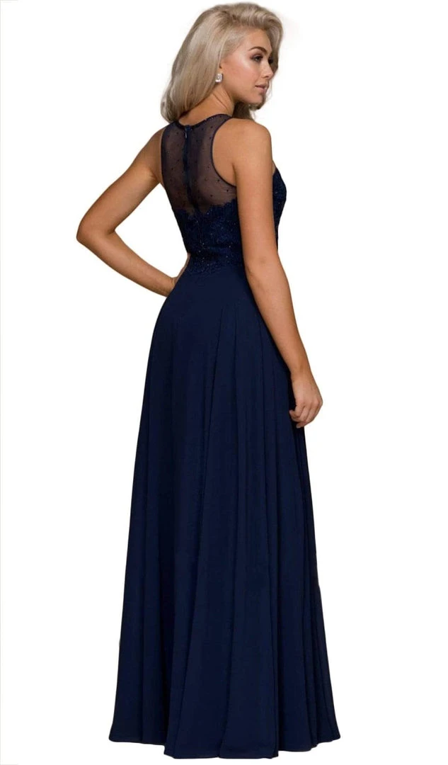 Formal Gowns Nox Anabel - Y009 Jeweled Lace Bodice Chiffon A-Line Evening Gown 6 Formal Gowns Nox Anabel - Y009 Jeweled Lace Bodice Chiffon A-Line Evening Gown