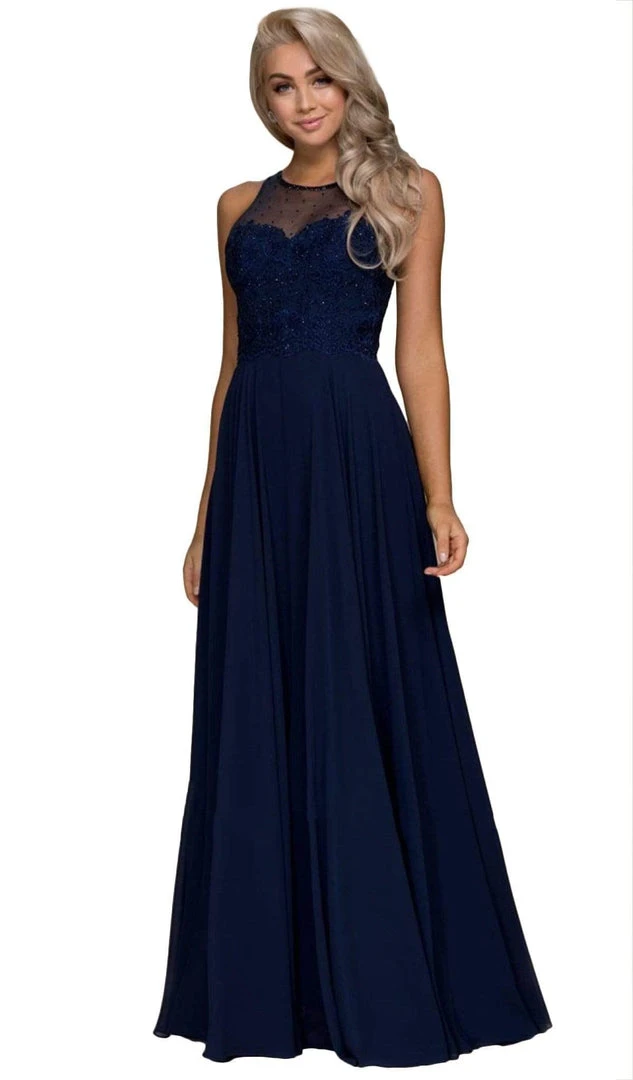 Formal Gowns Nox Anabel - Y009 Jeweled Lace Bodice Chiffon A-Line Evening Gown 3 Formal Gowns Nox Anabel - Y009 Jeweled Lace Bodice Chiffon A-Line Evening Gown
