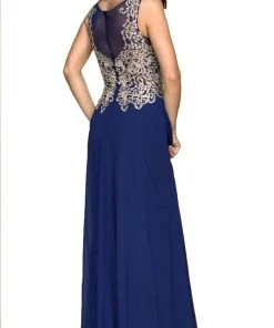 Formal Gowns Nox Anabel - Y100 Gilded Illusion Scoop Chiffon A-line Dress