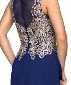 Formal Gowns Nox Anabel - Y100 Gilded Illusion Scoop Chiffon A-line Dress