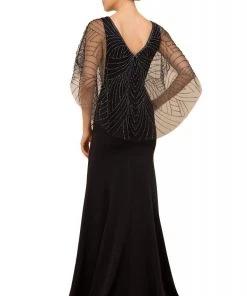 Nox Anabel - Y531 Embellished V-neck Trumpet Dress With Train Formal Gowns