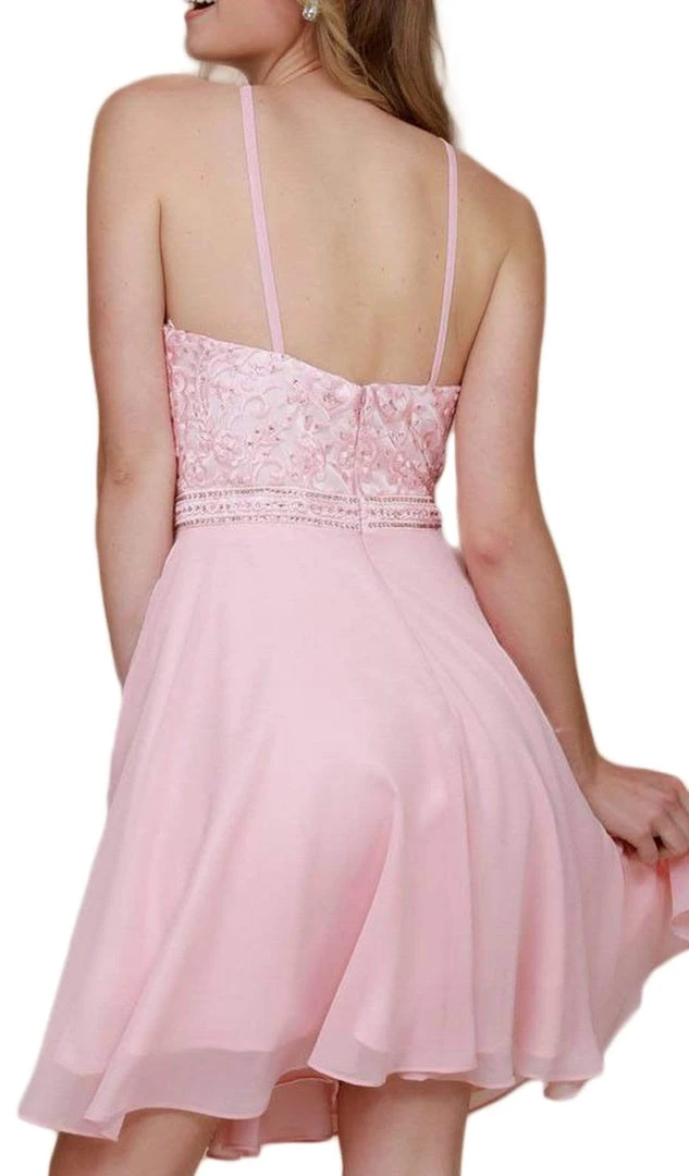 Nox Anabel - Y629 Embellished Illusion Halter Chiffon A-line Dress 6 Nox Anabel - Y629 Embellished Illusion Halter Chiffon A-line Dress