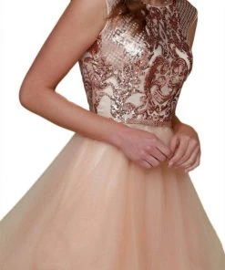 Prom Dresses Nox Anabel - Y645 Sequined Bateau Ruffled A-line Dress