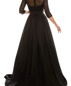 Formal Gowns Odrella - 1026 Embroidered Mesh Quarter Sleeve A-Line Gown
