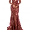Formal Gowns Odrella - 1080 Bejeweled Plunging Off Shoulder Metallic Lace Gown