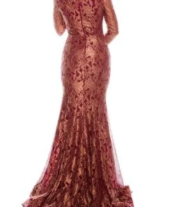 Formal Gowns Odrella - 1080 Bejeweled Plunging Off Shoulder Metallic Lace Gown 7 Formal Gowns Odrella - 1080 Bejeweled Plunging Off Shoulder Metallic Lace Gown