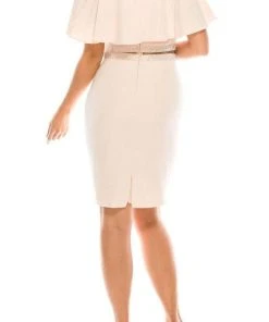 Odrella - 4621 Flounce Off-Shoulder Beaded Sheer Waist Sheath Dress 19 Odrella - 4621 Flounce Off-Shoulder Beaded Sheer Waist Sheath Dress