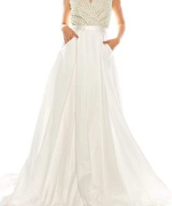 Odrella - 4747 Surplice Glitter Lattice Bodice A-Line Gown