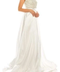 Odrella - 4747 Surplice Glitter Lattice Bodice A-Line Gown