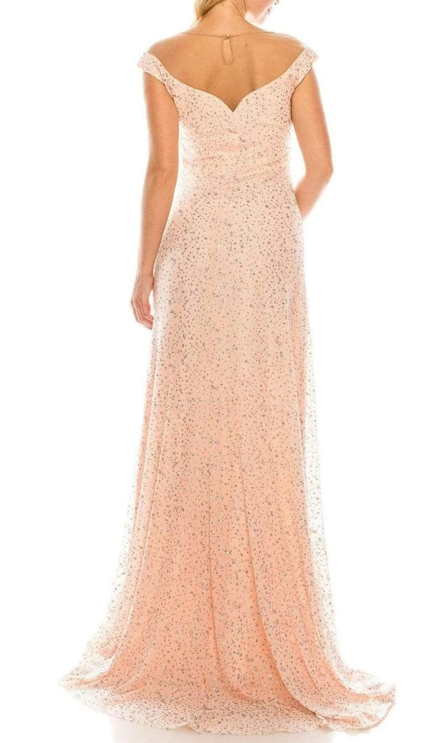 Odrella - 4757 Illusion Off Shoulder Glitter Mesh A-Line Gown 9 Odrella - 4757 Illusion Off Shoulder Glitter Mesh A-Line Gown