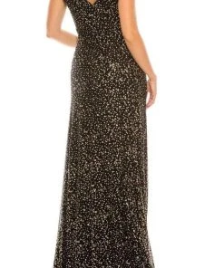 Odrella - 4757 Illusion Off Shoulder Glitter Mesh A-Line Gown