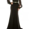 Formal Gowns Odrella - 7Y1090B Embroidered V-neck Trumpet Dress