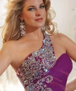 Panoply - 14622 Glittering Rhinestones And Beads Embellished One Shoulder Silky Chiffon Long Gown 8 Panoply - 14622 Glittering Rhinestones And Beads Embellished One Shoulder Silky Chiffon Long Gown