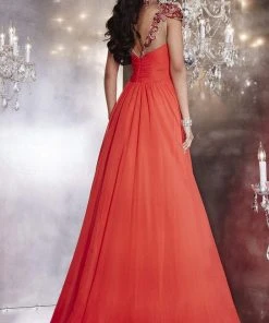 Panoply - 14738 Sumptuous Beaded Bateau Neck Silky Chiffon A-line Gown