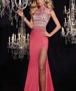 Panoply - 14747 Striking Beaded Choker Neck Two-Piece Matte Jersey Gown Formal Gowns