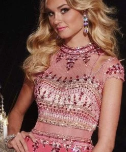 Panoply - 14747 Striking Beaded Choker Neck Two-Piece Matte Jersey Gown Formal Gowns