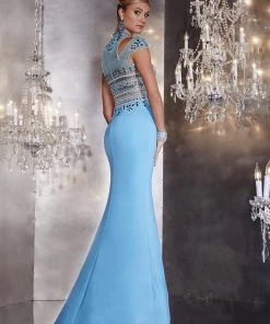 Panoply - 14747 Striking Beaded Choker Neck Two-Piece Matte Jersey Gown Formal Gowns