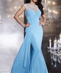 Formal Gowns Panoply - 14780 Embellished Bateau Neck Matte Jersey Trumpet Dress