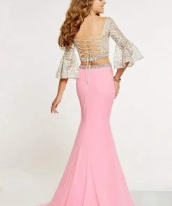 Formal Gowns Panoply - 14883 Two Piece Beaded Lace Belle Sleeve Dress