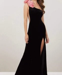 Panoply - 14910 One Shoulder Rosette Ornate High Slit Dress Formal Gowns