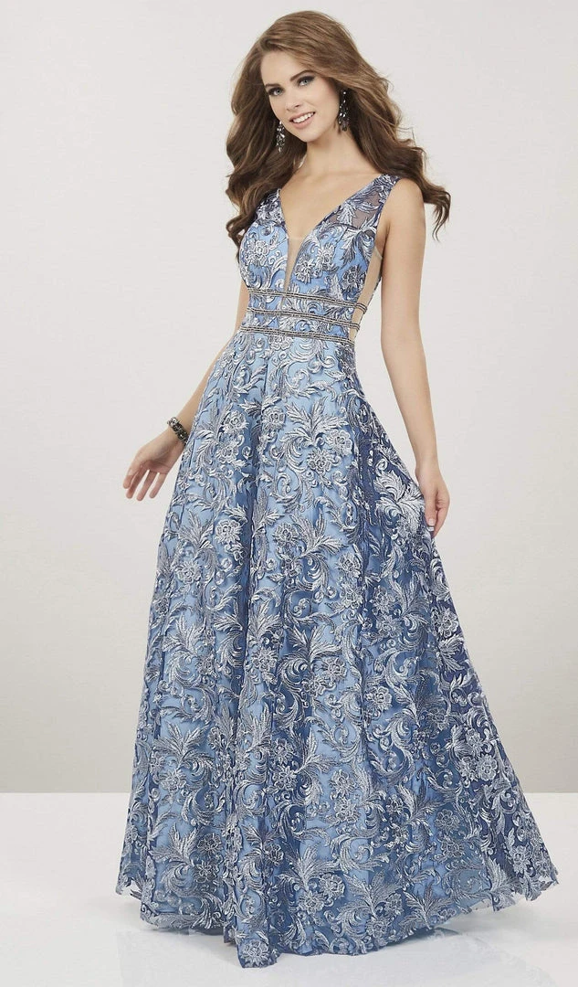 Formal Gowns Panoply - 14918 Embroidered Lace Deep V-neck A-line Dress 4 Formal Gowns Panoply - 14918 Embroidered Lace Deep V-neck A-line Dress