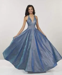 Panoply - 14926 Plunging V-Neck Embellished Ballgown