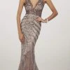 Panoply - 14936 Embellished Deep V-neck Mermaid Dress