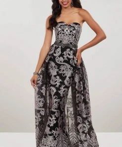 Panoply - 14937 Embroidered Strapless Dress With Overlay