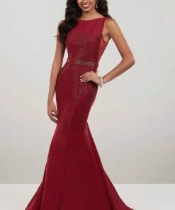 Formal Gowns Panoply - 14946 Embellished Bateau Jersey Mermaid Dress