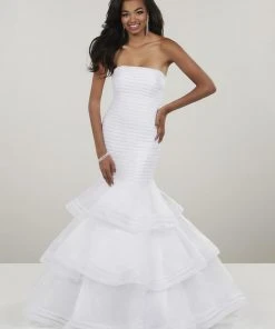 Panoply - 14953 Strapless Ruched Layered Mermaid Dress