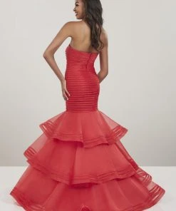 Panoply - 14953 Strapless Ruched Layered Mermaid Dress