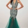 Panoply - 14964 Beaded Lace Halter V-neck Tulle Mermaid Dress Formal Gowns