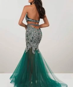 Panoply - 14964 Beaded Lace Halter V-neck Tulle Mermaid Dress Formal Gowns 7 Panoply - 14964 Beaded Lace Halter V-neck Tulle Mermaid Dress Formal Gowns