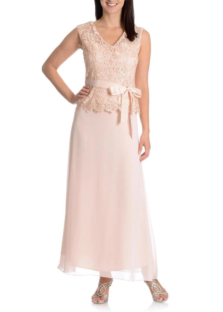 Formal Gowns Patra - 13654 Lace Embellished V-Neck Chiffon Dress 3 Formal Gowns Patra - 13654 Lace Embellished V-Neck Chiffon Dress