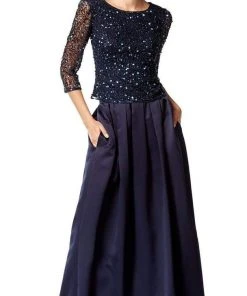 Patra P1689 Sequined Bateau Neck Dress - 2 Pcs. Navy In Size 8 Available Formal Gowns
