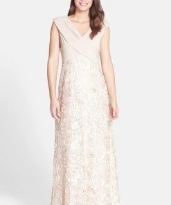 Formal Gowns Patra - Rosette Embellished V-Neck Jersey Dress 13390