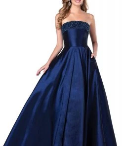 Blush By Alexia Designs Pink By Blush - 5805 Strapless Jeweled Neck Taffeta Gown