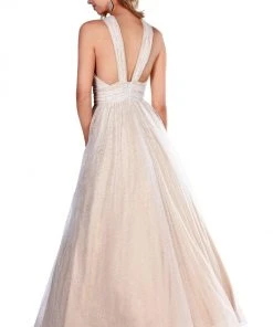 Blush By Alexia Designs Pink By Blush - 5813 Cross Neck Beaded Long Dress