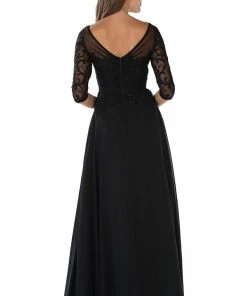 Formal Gowns Poly USA - 7598 Beaded Lace Appliqued A-Line Dress 8 Formal Gowns Poly USA - 7598 Beaded Lace Appliqued A-Line Dress